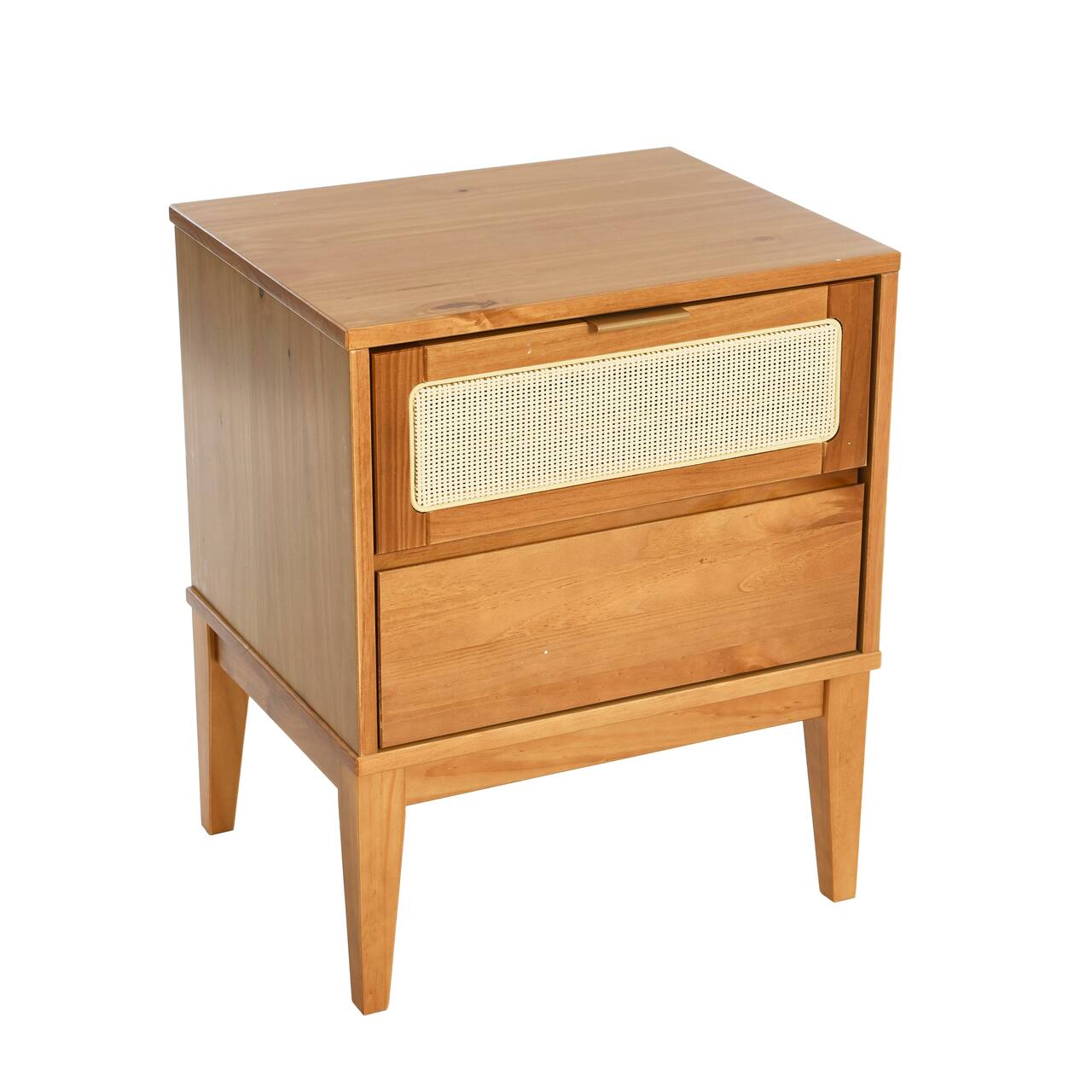 Hello Honey® Crawford 24" Solid Wood Nightstand with Storage Drawers and Cane Detail